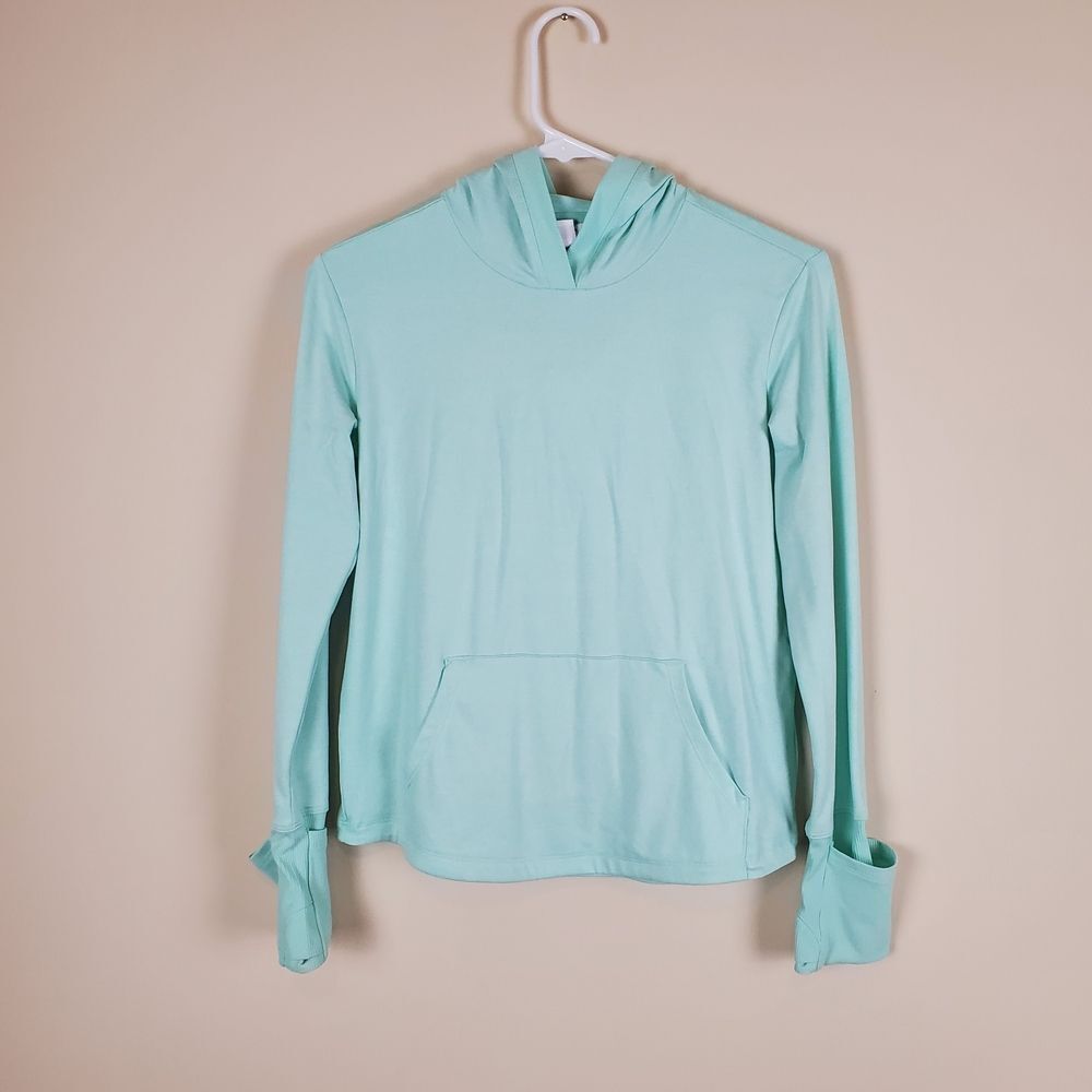 Athleta Girl Wintergreen Mint Uptempo Hooded Top 
Size large/12 
In good conditi
